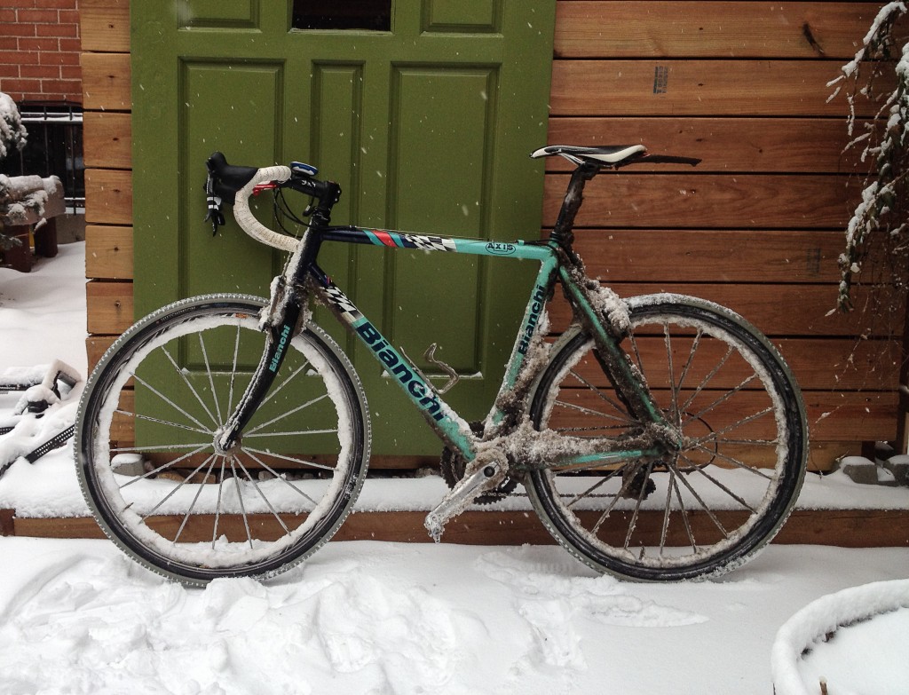 The faithful steed earned it's rest. As it stood, it was about twice as heavy with ice as it's dry weight.
