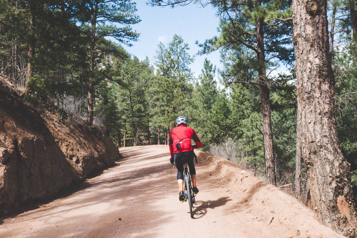 A right turn at the bottom of the descent near Deckers is where the great riding starts. The gravel doubletrack road leads into the canyon and teases what is to come.