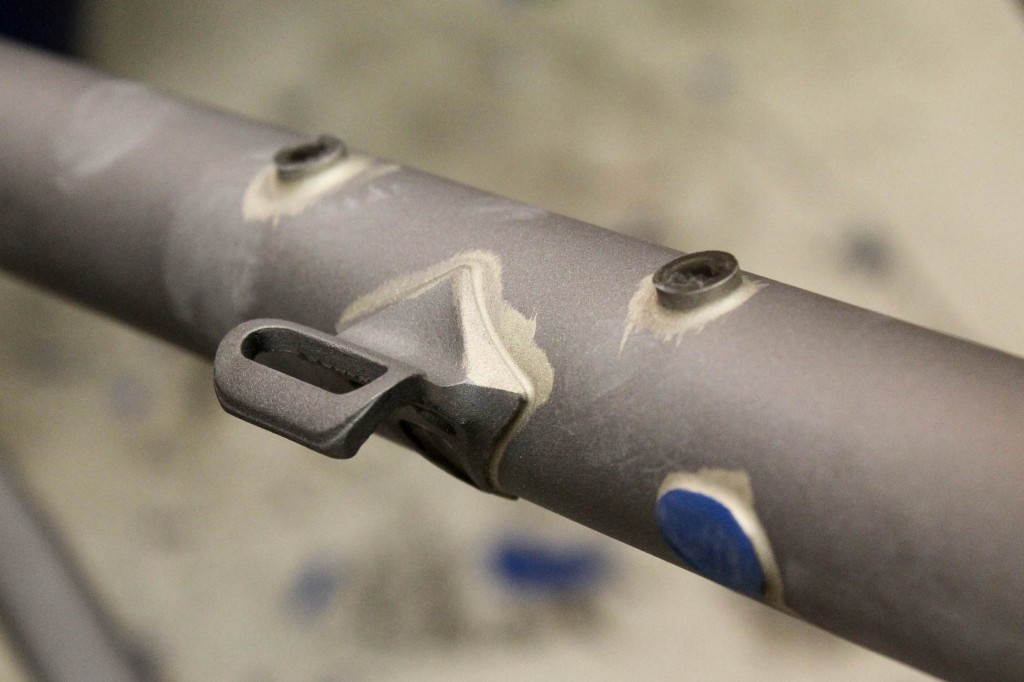 A close-up of the brazing on Peder's frame.