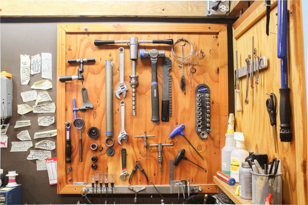 Tools from the build and finishing station upstairs.