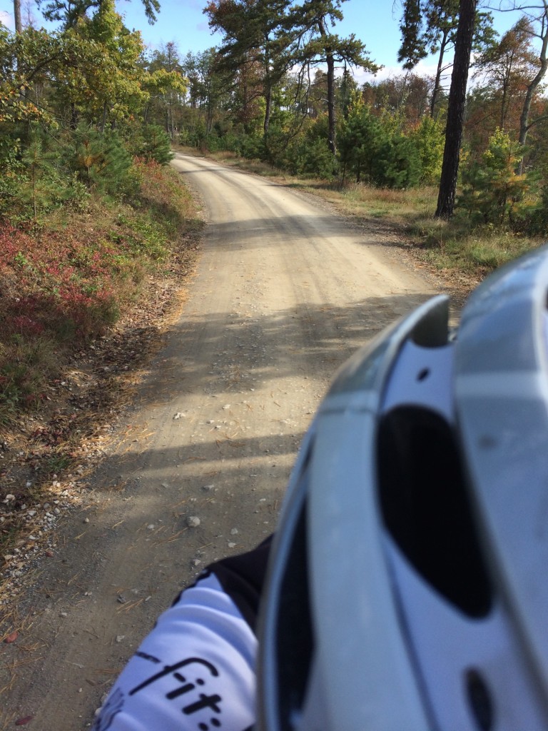 One of the many dirt road climbs.