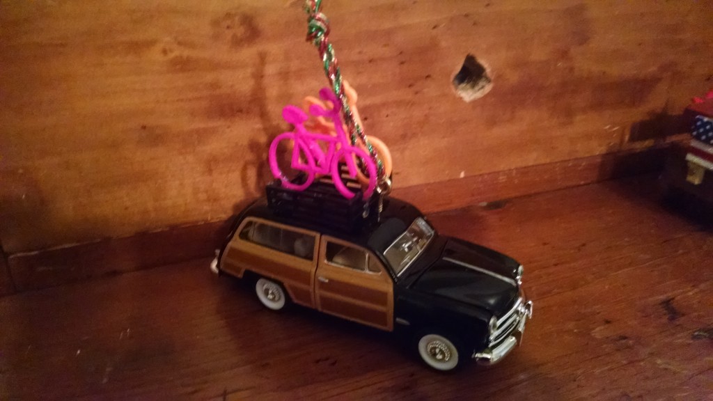 This was for my two-year-old son Reid, who erupts with laughter every time he sees bikes on a roof rack.