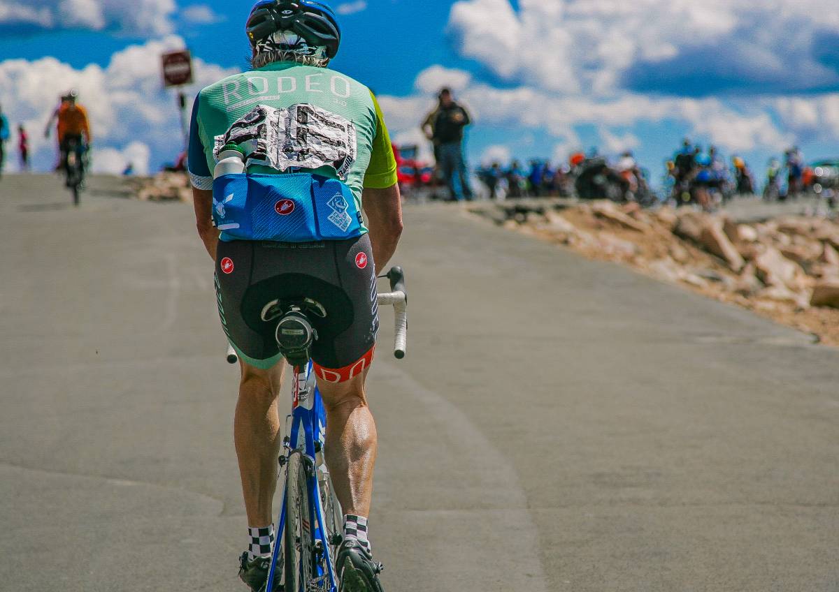 Andrew Bermingham closes in on the summit. Photo by Reid Neureiter. 