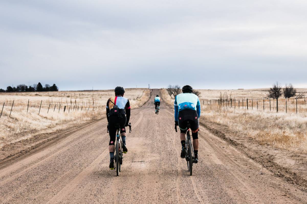 Gravel grinding. Long, straight stretches of hero dirt were a welcome sight.