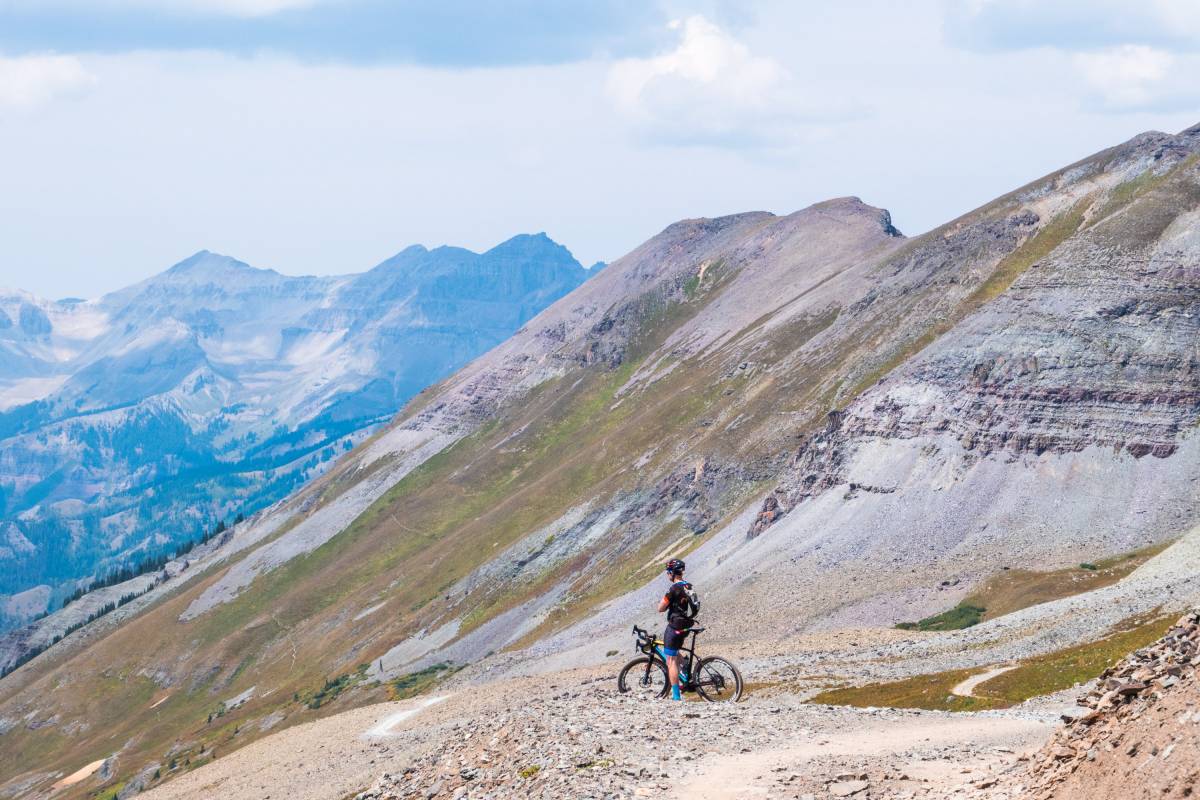 Looking down the Black Bear Pass basin towards Telluride