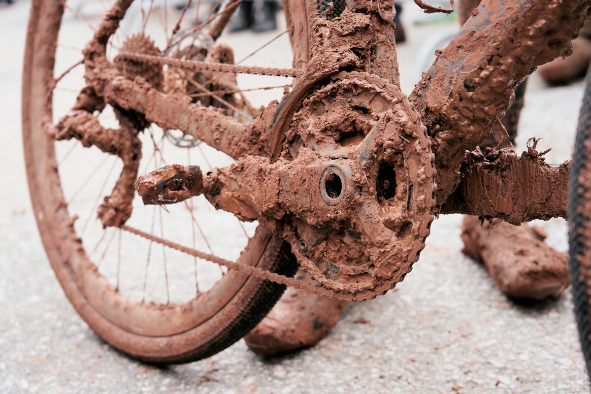 Mud covered chainring set