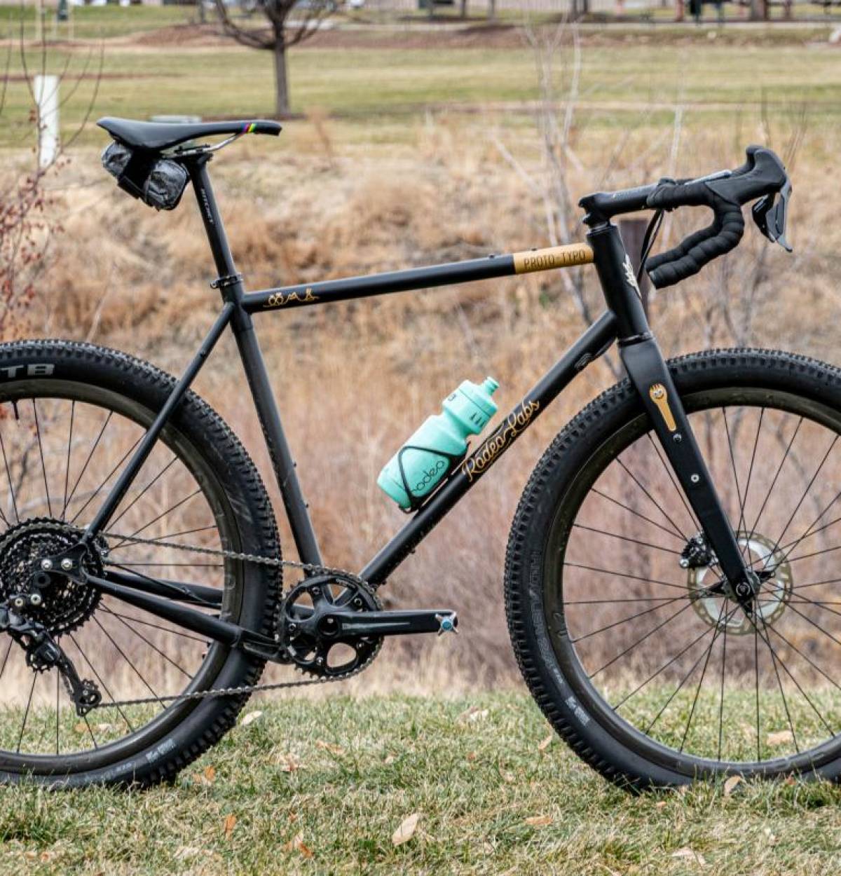 A gravel bicycle with absurdly large tires. To show the limits of tire size